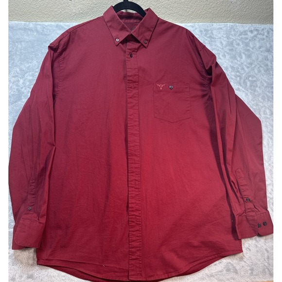 Wrangler 20X Competition Shirt Men XL Long Sleeve Western Cowboy Rodeo Red - Picture 1 of 13
